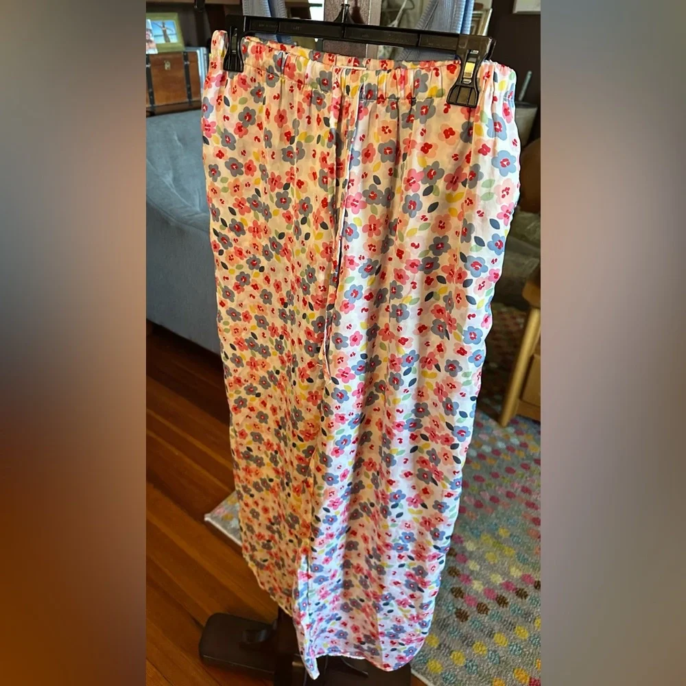 Light Blue Ribbed Tank with Floral Lounge Pants Set sz S - Picture 2 of 6
